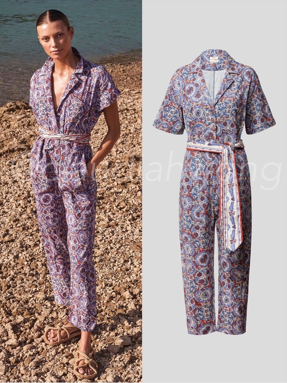 New CHUFY Chit Floral Belted Jumpsuit in Lin